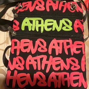 Robin Ruth ATHENS  GREECE 🇬🇷 8x6 Crossbody Bag EUC  Athens" graffiti-style text.